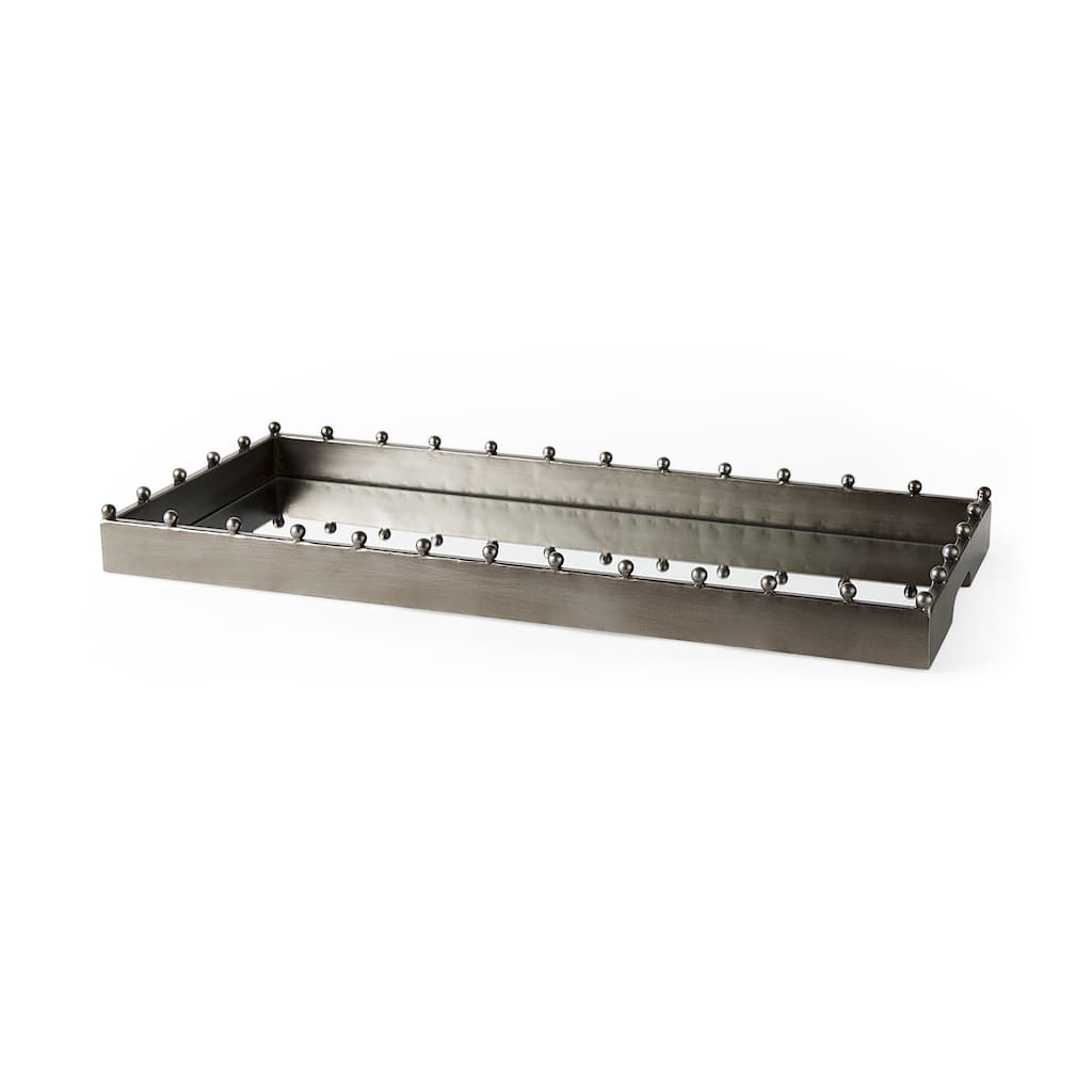 Elio Gray Metal With Mirrored Bottom Tray