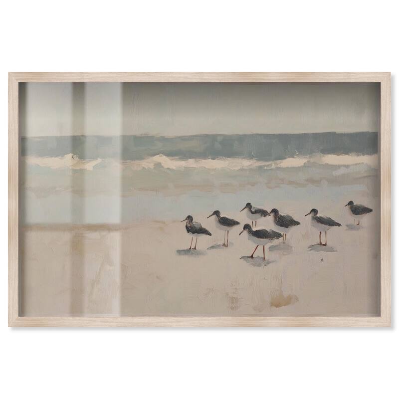 Seagulls at the Beach II Shadowbox by Art Remedy - Natural - 15" x 10"