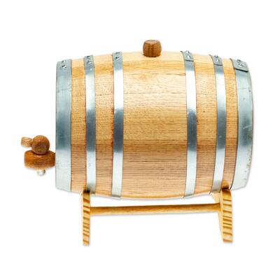Novica Handmade Hacienda Harvest Wood Barrel Decanter