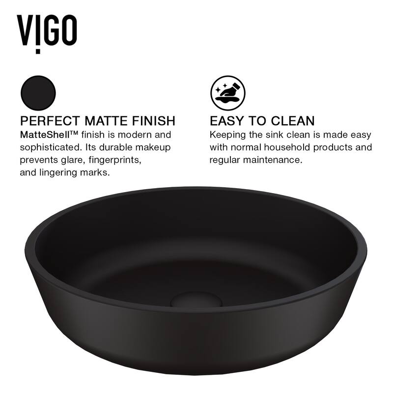 Vigo Modus 16-1/2" Circular Glass Vessel Bathroom Sink