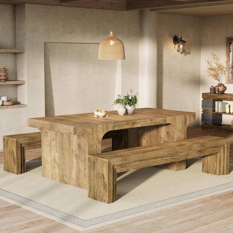 70.9-Inch Wooden Dining Bench, Extra Long Kitchen Bench Seating for Dining/Living Room, Entryway, Bedroom