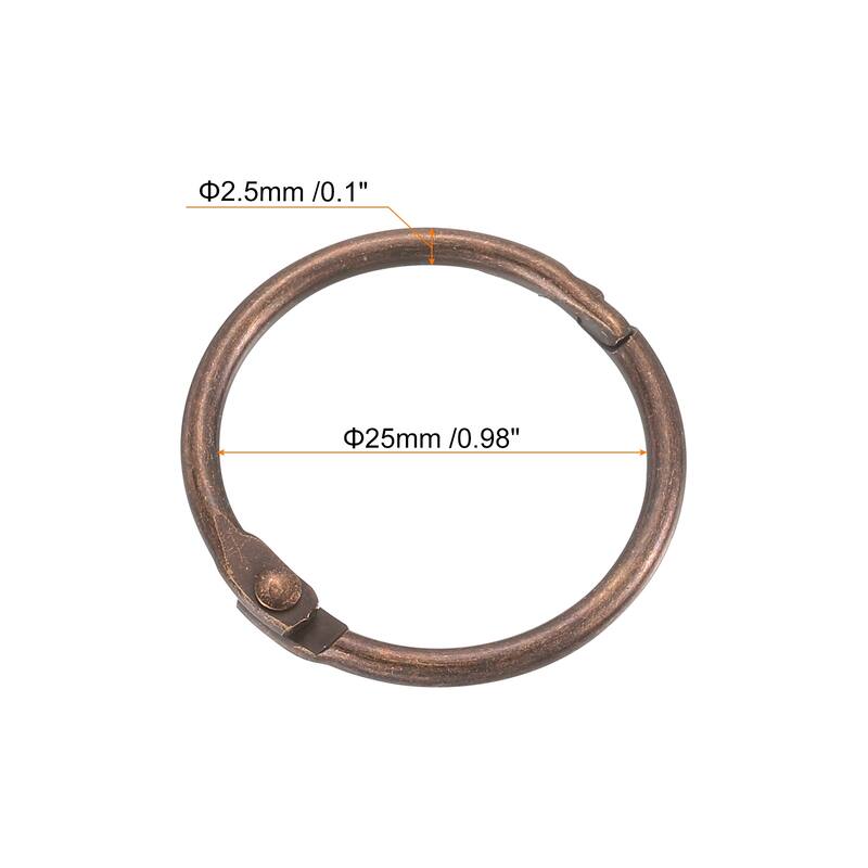 Shower Curtain Rings, 12pcs - Loose Leaf Binder Rings - Copper - 1 Inch