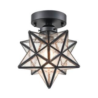 Rovigo Industrial Moravian Star Ceiling Light with Seeded Glass 8-Inches