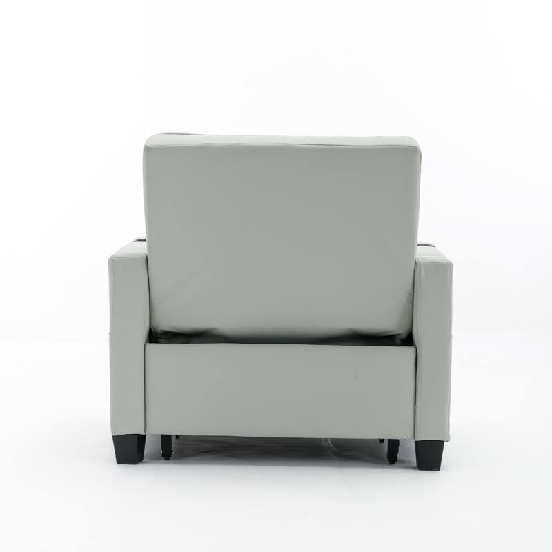 Faux Leather Convertible Sofa Bed with USB Ports