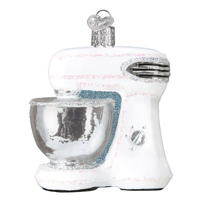 White Mixer Kitchen Appliance Christmas Holiday Ornament Glass - Multi