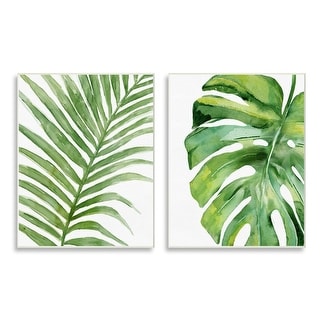 Stupell Tropical Green Palms Minimal White Background 2pc Multi Piece ...