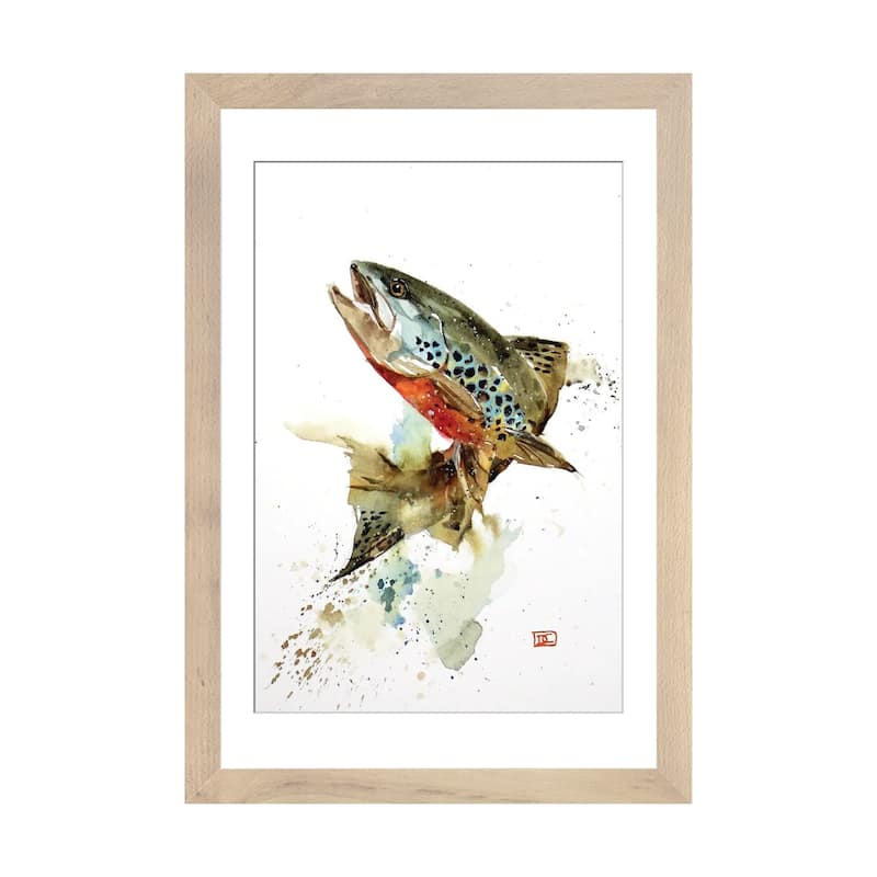 iCanvas "Jumping Brown Trout" by Dean Crouser - Natural - 24x16x1