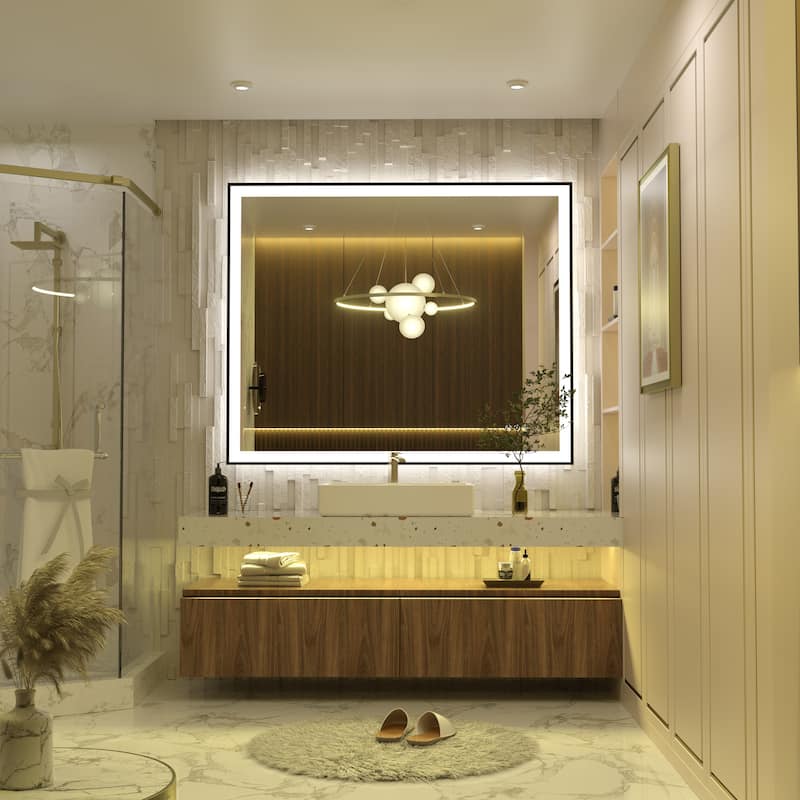 Front & Back LED Anti-Fog Tempered Glass Framed Bathroom/Vanity Mirror 3-Year Warranty