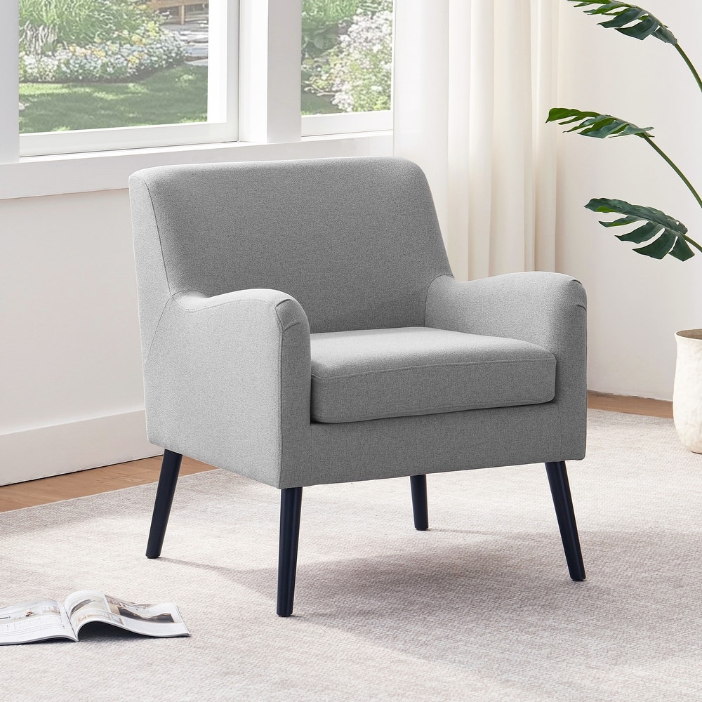 Modern Upholstered Accent Chair for Living Room Fabric Lounge Chair with soild leg