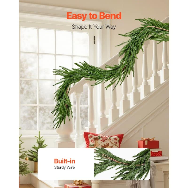 Lush Green Norfolk PE Christmas Garland with Full Fluffy Design for Home and Holiday Decoration