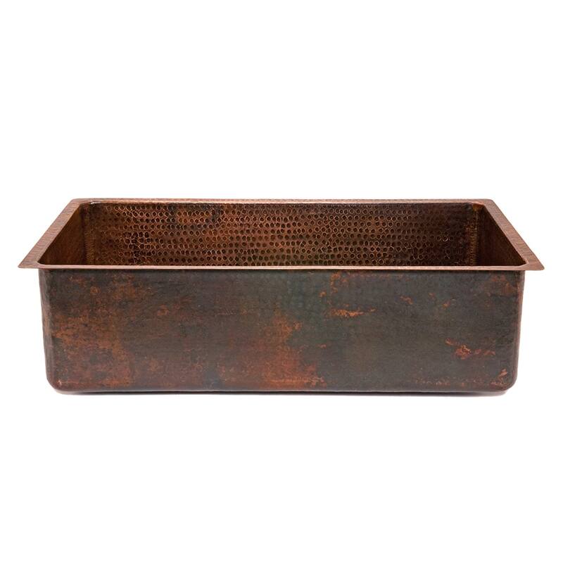 33-in Hammered Copper Kitchen Single Basin Sink with Matching Drain and Accessories (KSP3_KSDB33199)