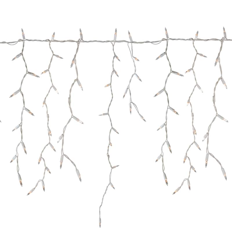 300 Count Clear Mini Icicle Christmas Lights, 18ft White Wire