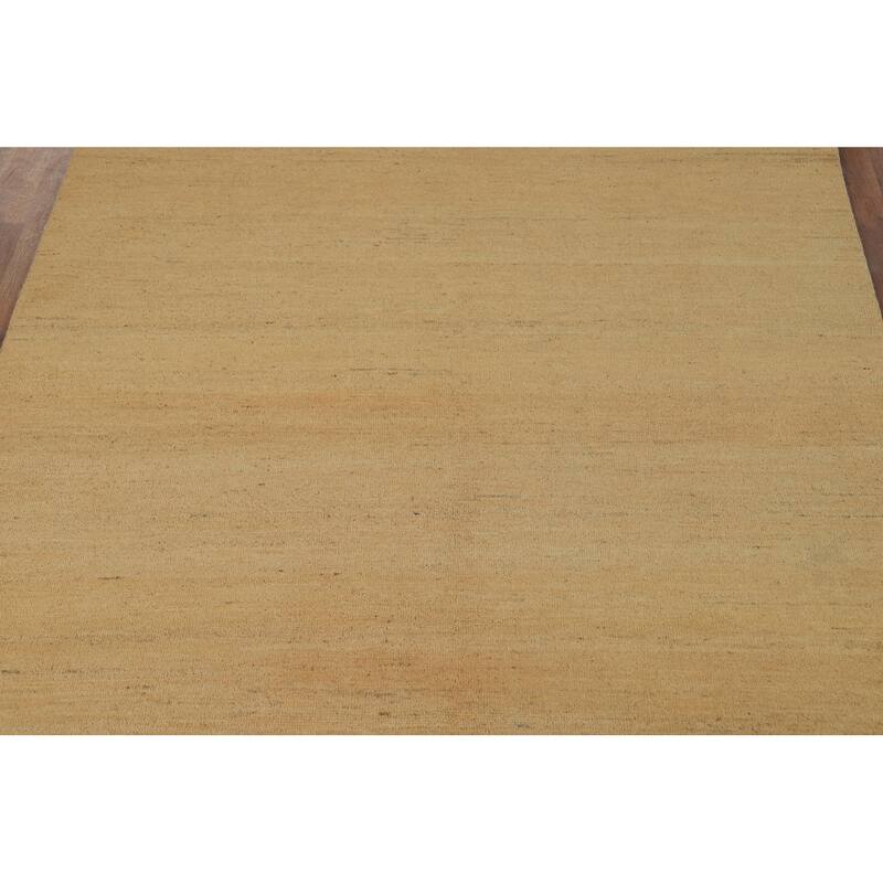 Gold Striped Modern Gabbeh Oriental Rug Handmade Wool Carpet - 4'10"x 6'6"