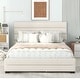 preview thumbnail 1 of 3, Queen Upholstered Platform Bed with Twi Trundle and 2 Drawers, Beige Beige - Queen