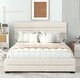preview thumbnail 3 of 1, Queen Upholstered Platform Bed with Twin Size Trundle and Two Drawers