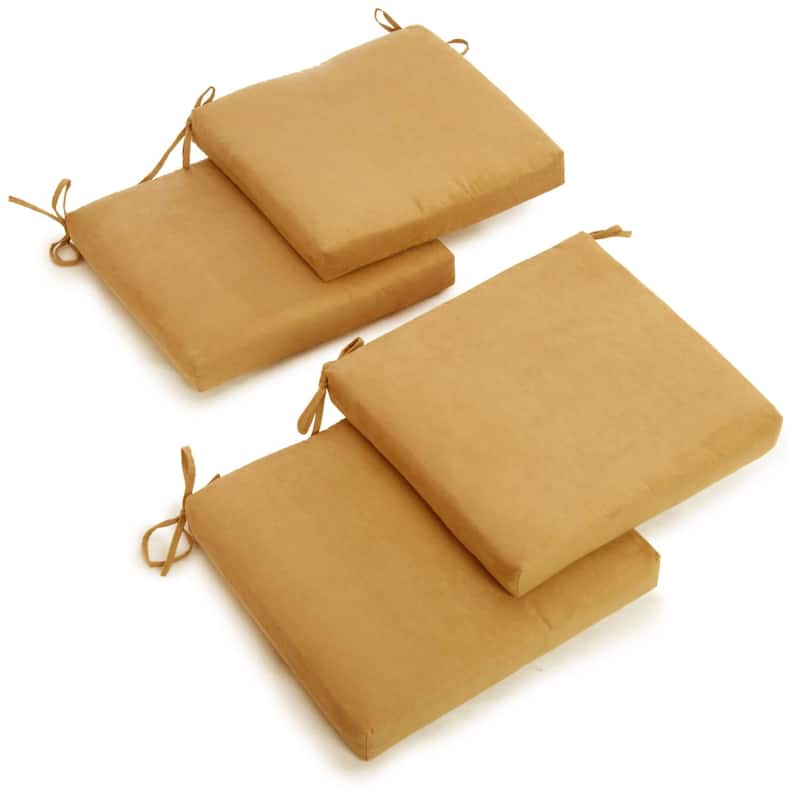 20-inch by 19-inch Microsuede Chair Cushion with Ties (Set of 1, 2, or 4) - Set of 4 - Lemon