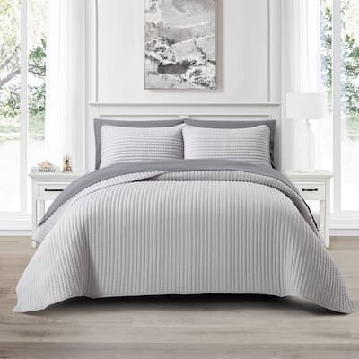 Nanshing Cassidy 7 Piece Solid Color Waffle Quilt Set