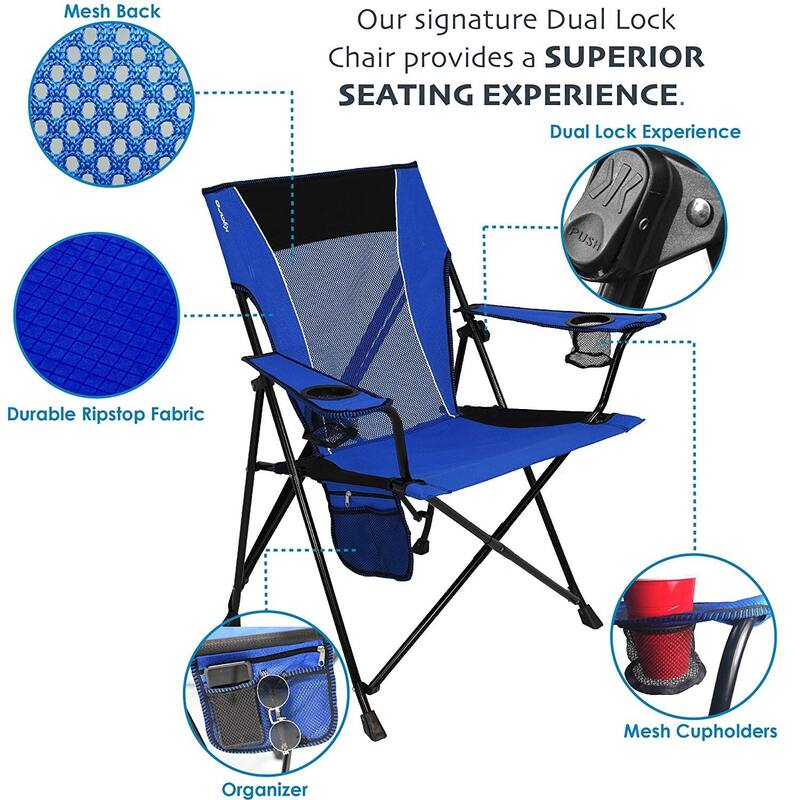 Dual Lock Camping Chair, Folding Beach Chair High Back Lightweight Portable Backpack Chair with Headrest