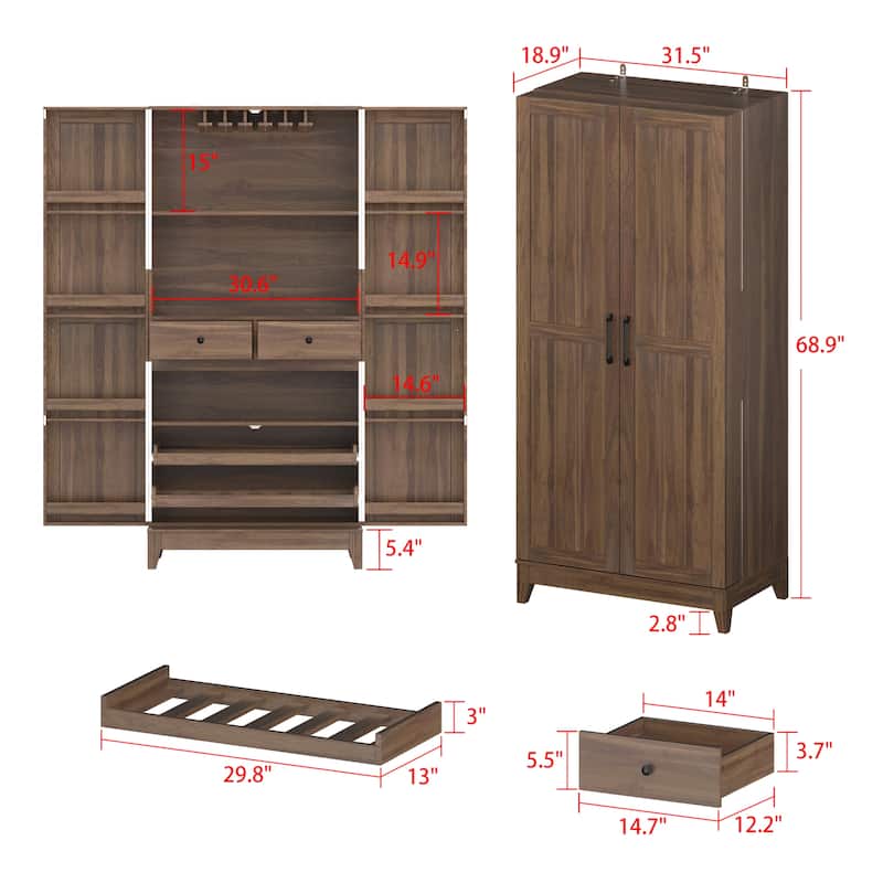 Kitchen Storage Solution Wine Drawers Wine Glass Cabinet Pantry White