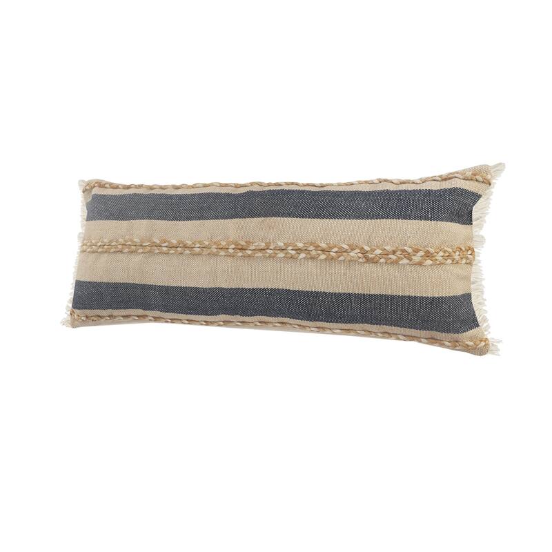 Sevita Atlantis Coastal Striped Throw Pillow with Jute Braiding and Fringe