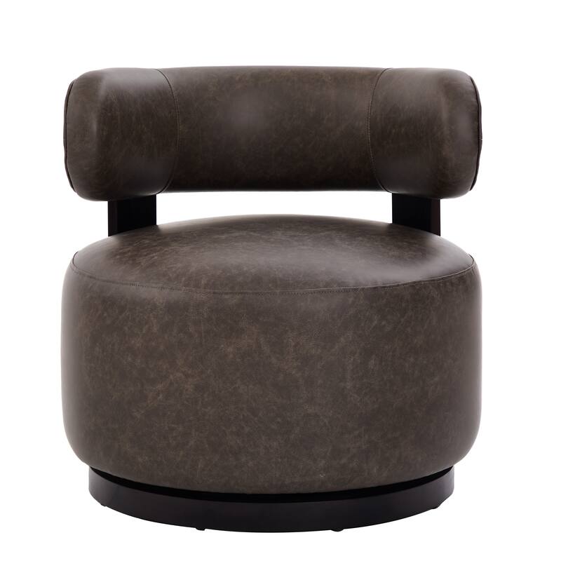 Christopher Knight Home -Modern PU Upholstered Swivel Club Chair with Wooden Base