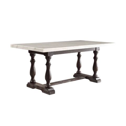 Rectangular Dining Table with White Marble in Weathered Espresso - White and Weathered Espresso