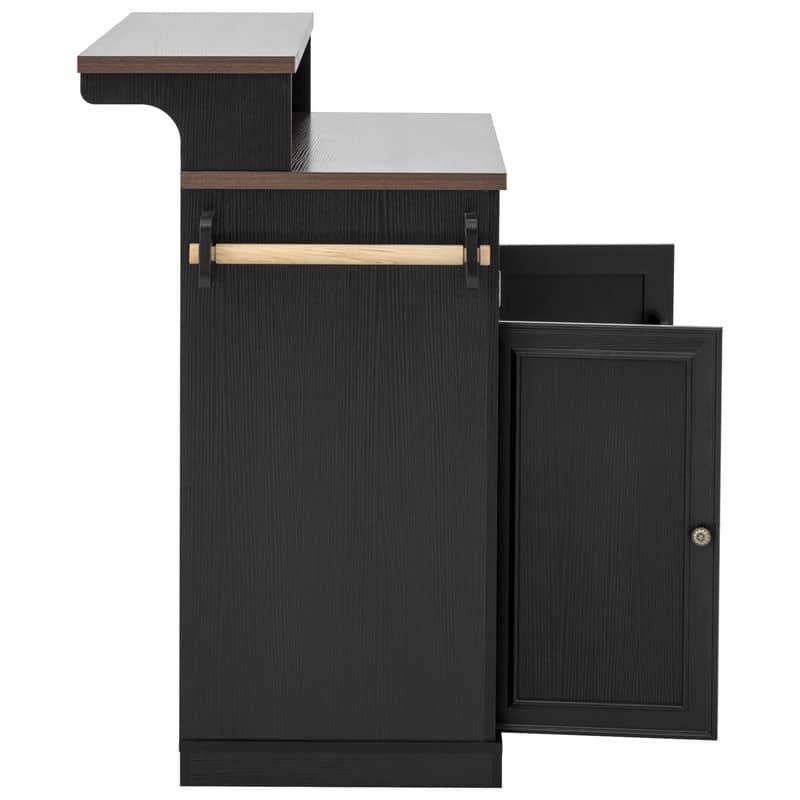 Farmhouse 53.2" Kitchen Island with Power Outlet, Rolling Island Table, Bar Cabinet with Storage 4 Door Shelves and 3 Drawers