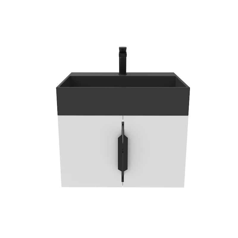 Amazon 24" Wall Mounted Bathroom Vanity Set w/ Black Top - Matte - White