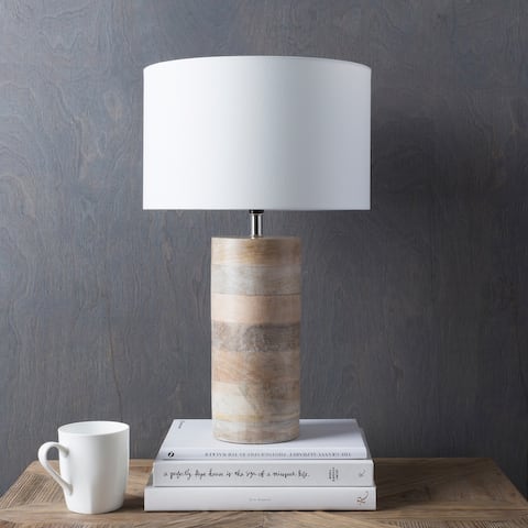 Rustic Neil Table Lamp with Natural Finish Wood/Metal Base