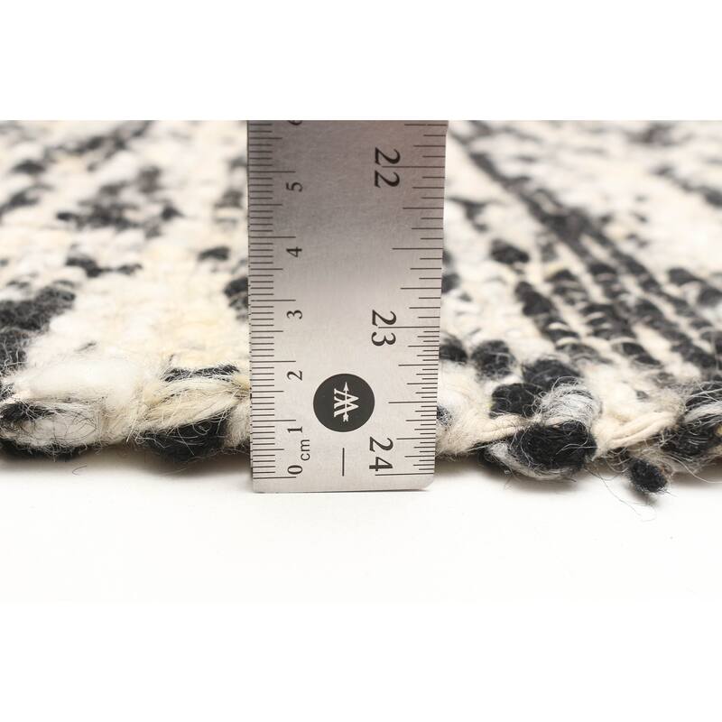 ECARPETGALLERY Braid weave Sienna Black Wool Rug - 6'1 x 9'0