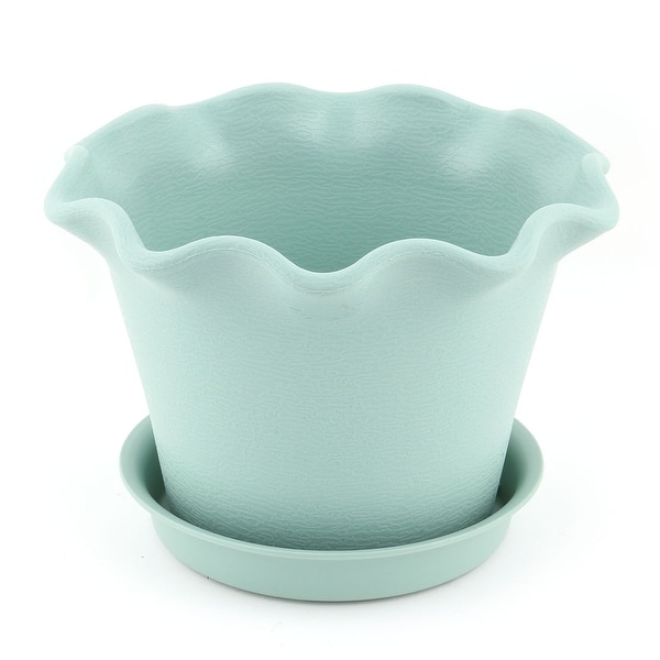 Office Table Plastic Petal Shaped Succulent Plant Flower Pot Holder Turquoise