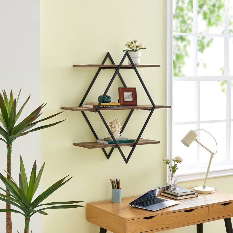Antigua Crossed Double Diamond Shelf Unit - N/A