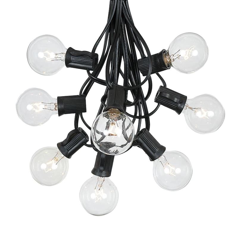 25 Foot G40 Outdoor Globe Patio String Lights - Set of 25 G40 Clear Bulbs (Bulbs Only) - Black