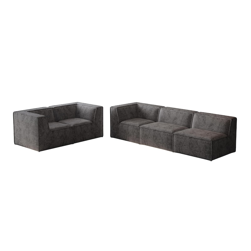 106"x106" Chenille Modular L-Shaped Sectional Sofa with 5-Piece Free Combination, Foam-Filled Cushions & No-Assembly Design