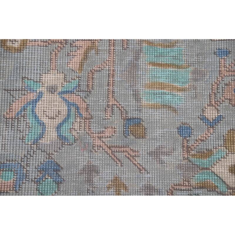 Geometric Blue Tabriz Persian Antique Area Rug Handmade Wool Carpet - 8'0" x 10'10"