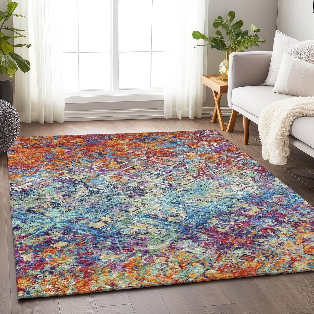 Premium Washable Super Soft Trellis Distressed Mayfield Rug