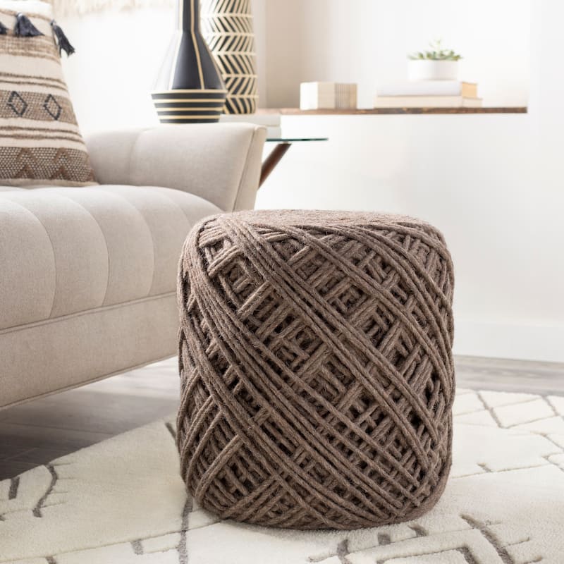 Surya Josey Spooled Felted Wool 16-inch Pouf