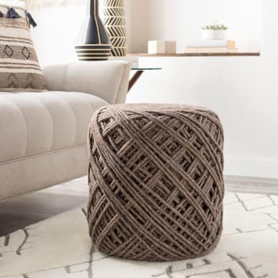 Surya Josey Spooled Felted Wool 16-inch Pouf