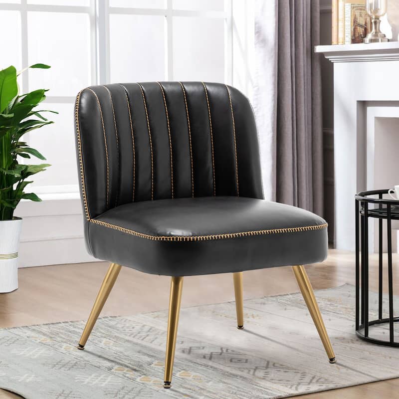 Accent chairs for living room Set of 2, Upholstered Leather Living Room Chairs Modern Corner Chair Armless Chair