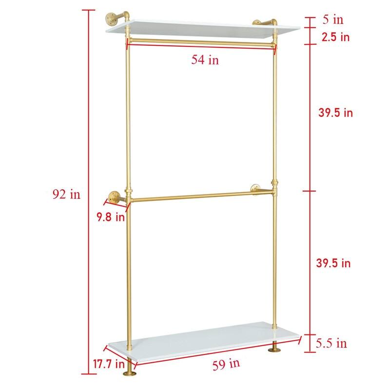 2 Tier Industrial Pipe and Wood Garment Rack