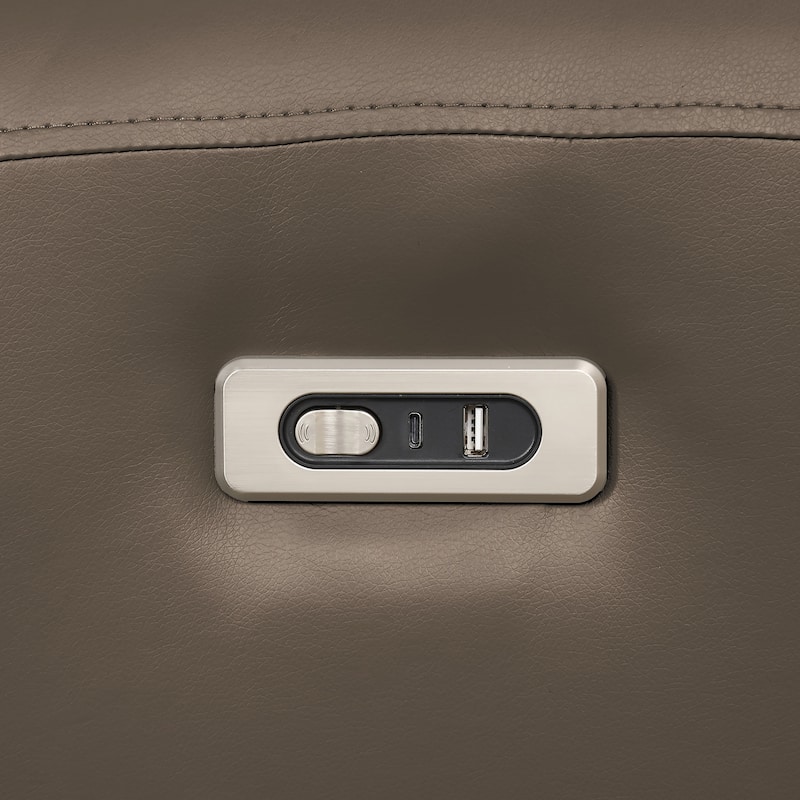 Furniture of America Elente Modern 3-Piece Faux Leather Power Recline Sofa Set with USB Ports