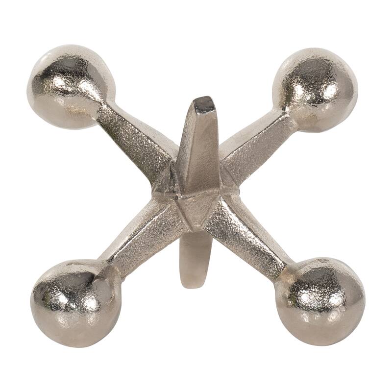 Sagebrook Home Modern Aluminum Jacks Sculpture - 7" x 5" x 5" - Silver