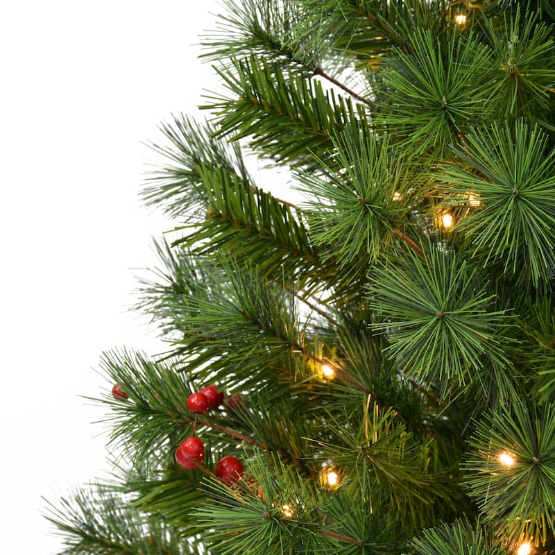 Puleo International Set of 2 Artificial Battery-Operated Pre-Lit Potted Adorned Trees