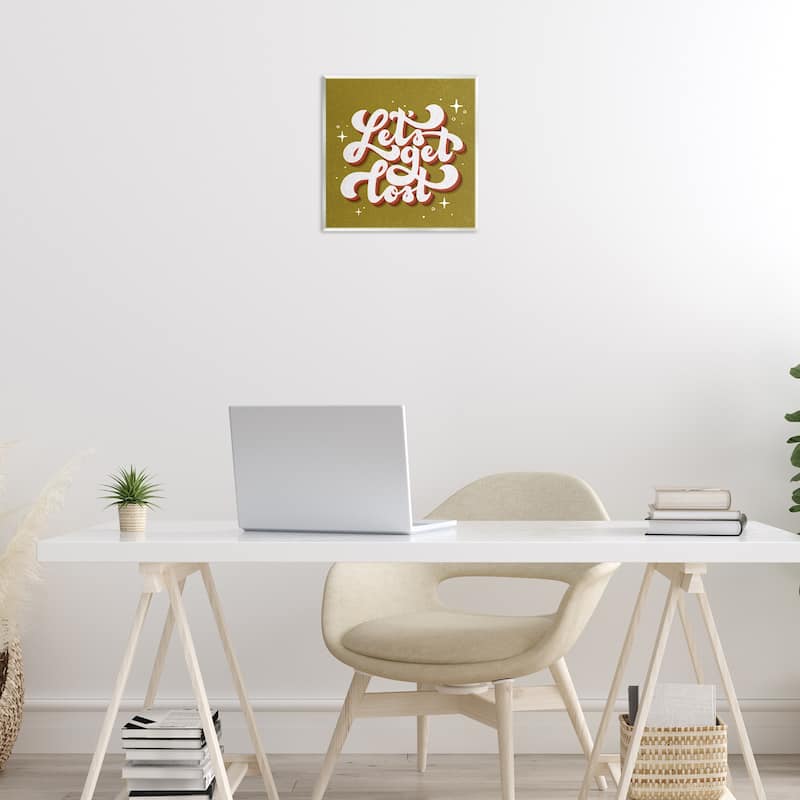 Stupell Let's Get Lost Retro Lettering Wall Plaque Art Design By Sarah Hickman
