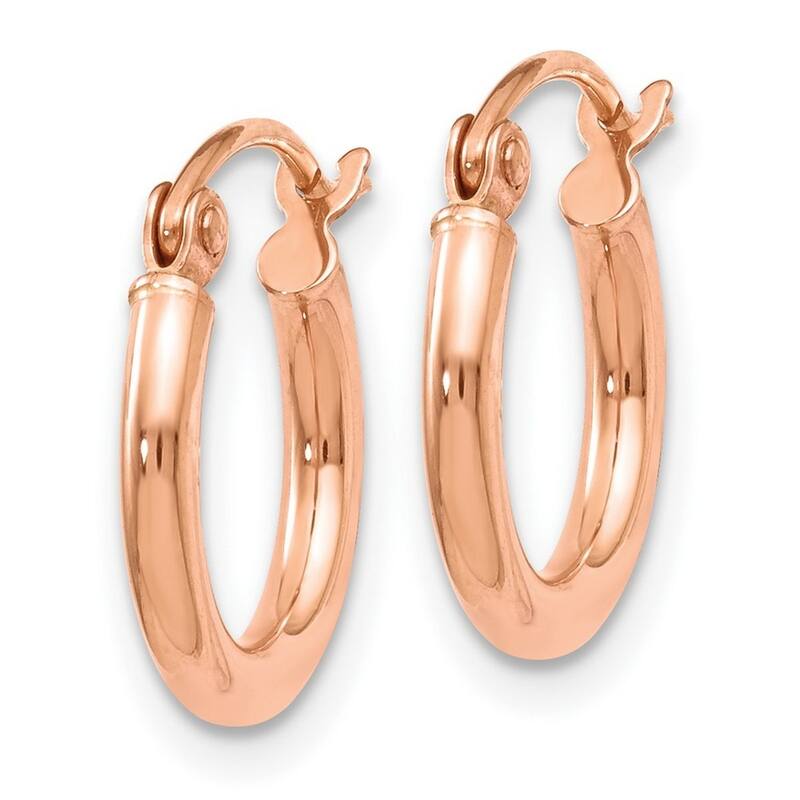 Curata 14k Rose Gold 2x13mm Polished Classic Hoop Earrings