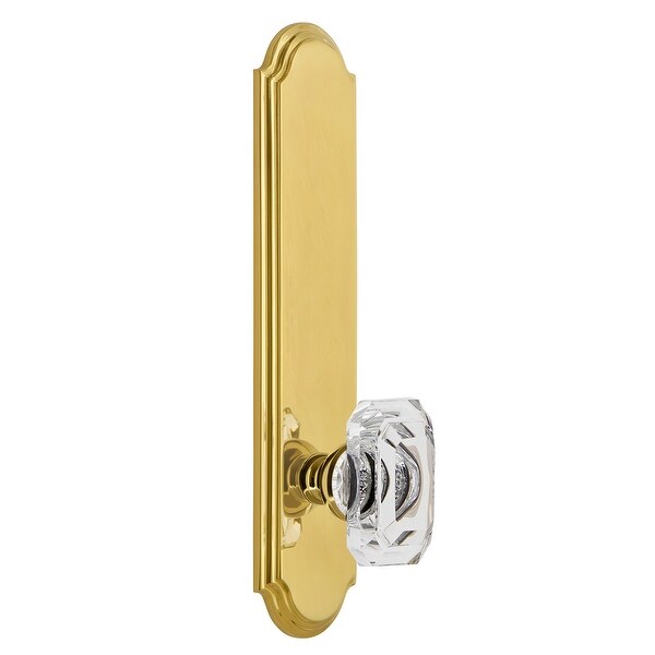 Grandeur ARCBCC_TP_SD_NA Arc Solid Brass Tall Plate Rose Single Dummy Door Knob with Baguette Clear Crystal Knob