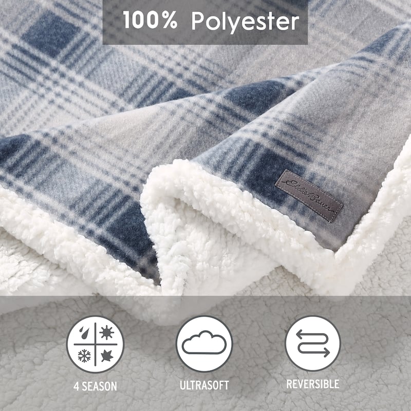 Eddie Bauer Ultra Soft Plush Fleece Reversible Oversized Throw Blankets