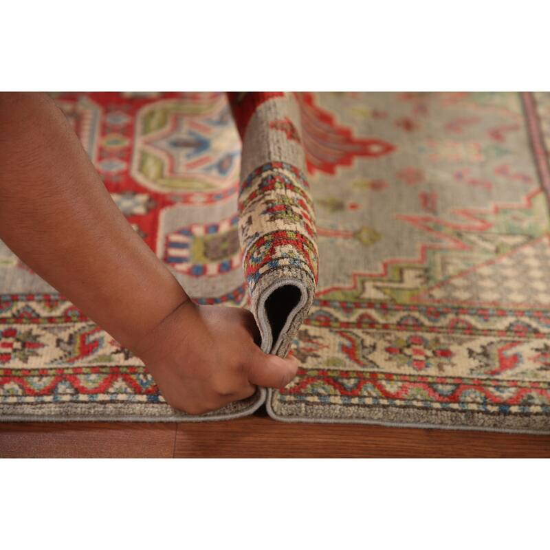 Kazak Oriental Accent Rug Hand-Knotted Grey Wool Carpet - 3'2"x 5'0"