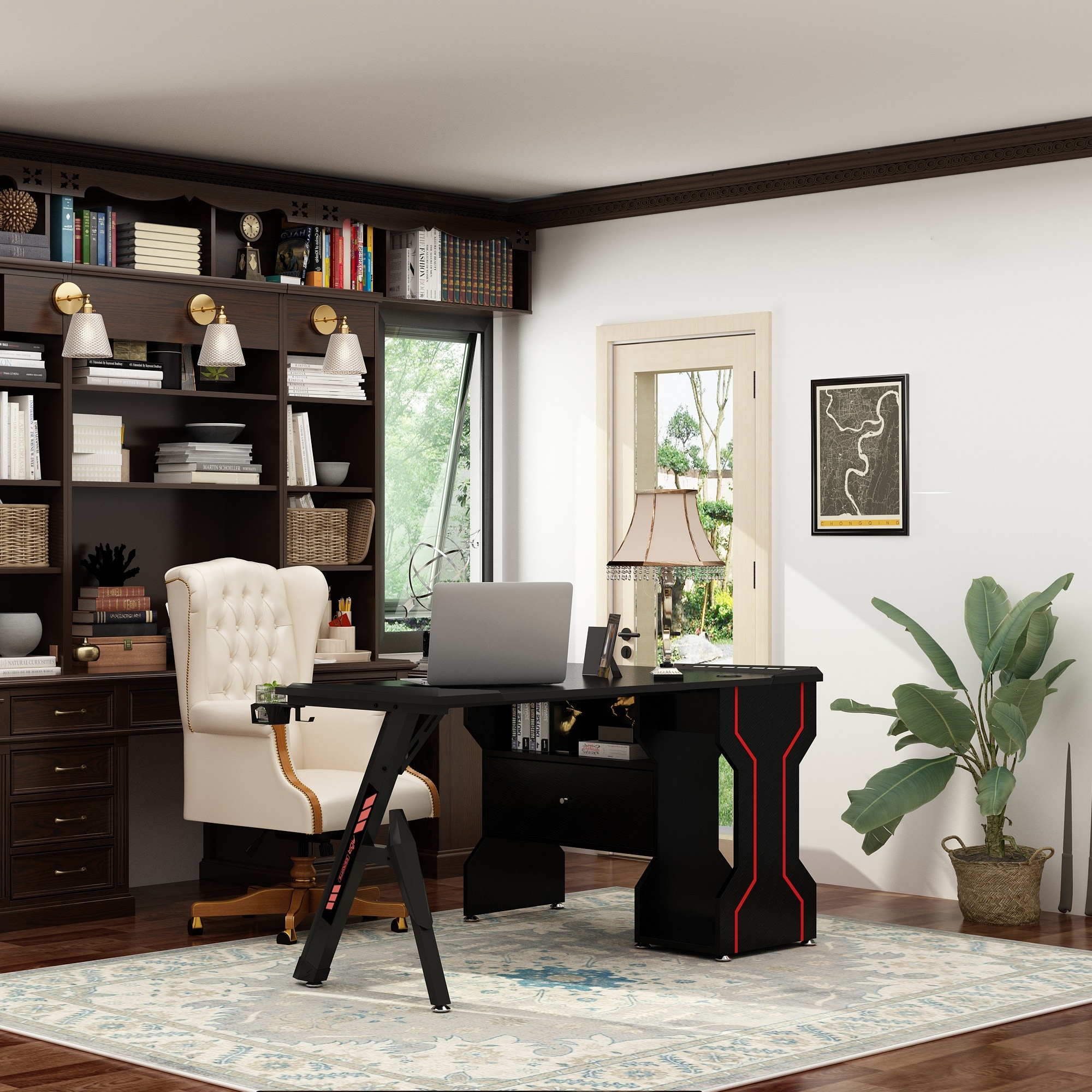 69 L-Shaped Computer Desk with Storage Shelf, Large Study Table Writing  Desk - Bed Bath & Beyond - 33290753
