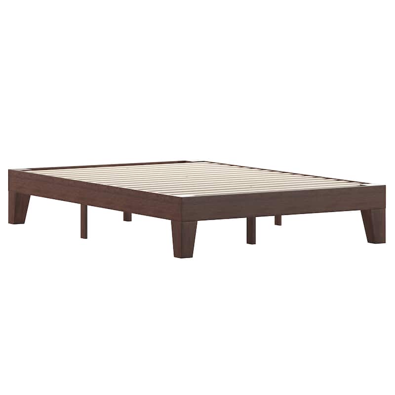 Wood Platform Bed with 14 Wooden Support Slats